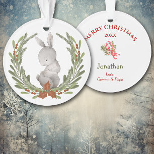 Little Bunny Rabbit Wreath Grandchild Ornament