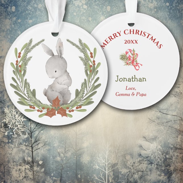 Little Bunny Rabbit Wreath Grandchild Ornament (Creator Uploaded)