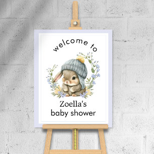Little Bunny Spring Baby Shower Welcome Poster