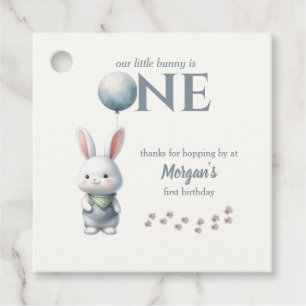 Little Bunny Turning One Blue Boys 1st Birthday Favour Tags
