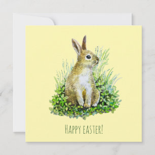 Little bunny watercolor postcard