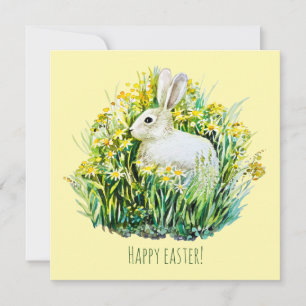 Little bunny watercolor postcard