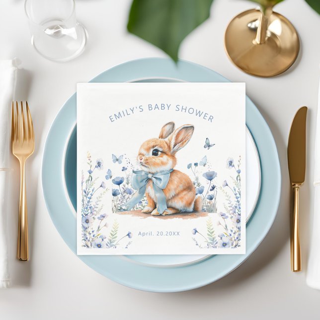 Little Bunny Wildflower Baby Shower Boy Napkin (Creator Uploaded)