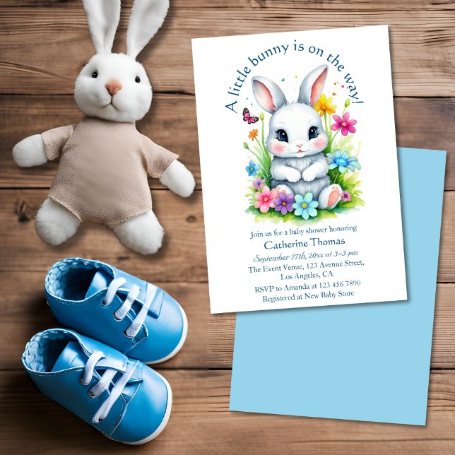 Little Bunny Wildflower Garden Easter Baby Shower Invitation (Creator Uploaded)