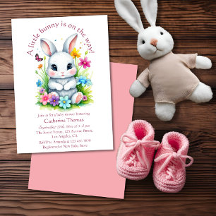 Little Bunny Wildflower Garden Easter Baby Shower Invitation