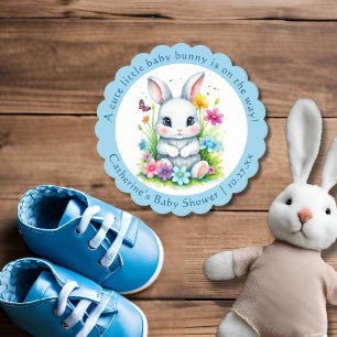 Little Bunny Wildflower Garden Easter Baby Shower Paper Coaster