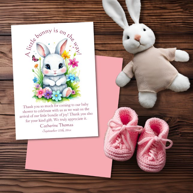 Little Bunny Wildflower Garden Easter Baby Shower Thank You Card (Creator Uploaded)