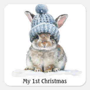 Little Bunny's First Christmas, custom Square Sticker
