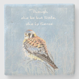 Little But Fierce Shakespeare Quote Kestrel Bird Stone Coaster