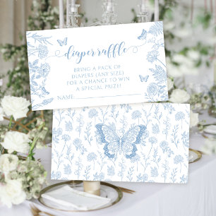 Little butterfly baby boy shower diaper raffle enclosure card