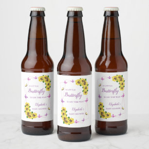 Little Butterfly Baby Shower Beer Bottle Label
