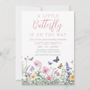 Little Butterfly Baby Shower Floral Watercolor Invitation