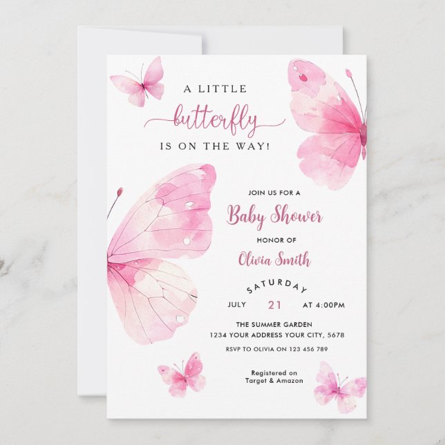 Little Butterfly Baby Shower Invitation (Front)