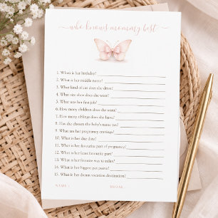 Little Butterfly Baby Shower Who Knows Mummy Card