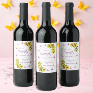 Little Butterfly Baby Shower Wine Label