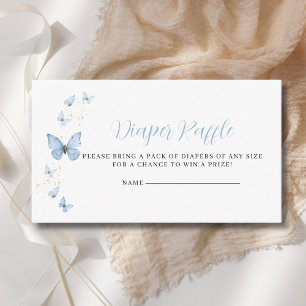 Little Butterfly Blue Diaper Raffle Baby Shower  Enclosure Card