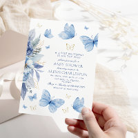 Little Butterfly Blue Flowers Boy Baby Shower