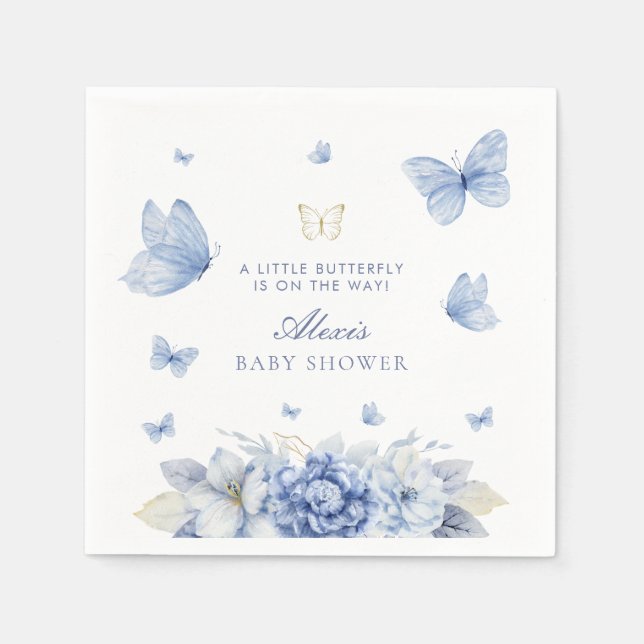 Little Butterfly Boy Baby Shower Napkin (Front)