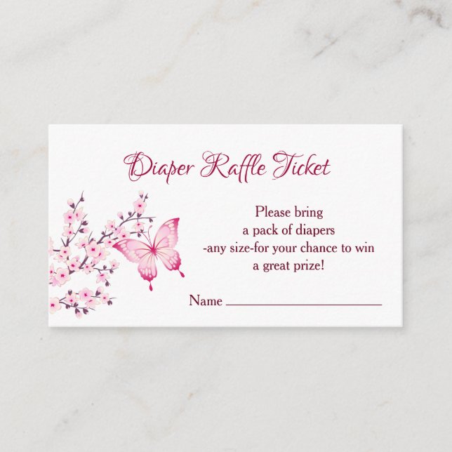 Little Butterfly Diaper Raffle Ticket Enclosure Card (Front)