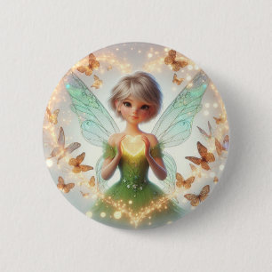 Little butterfly fairy  6 cm round badge