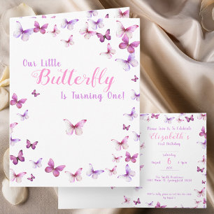 Little Butterfly First Birthday Girl Pink  Invitation