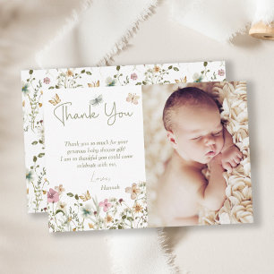Little Butterfly Floral Baby Shower Thank You Card