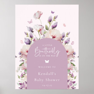 Little Butterfly Garden Baby Shower Welcome Poster