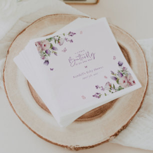 Little Butterfly Garden Floral Baby Shower Napkin