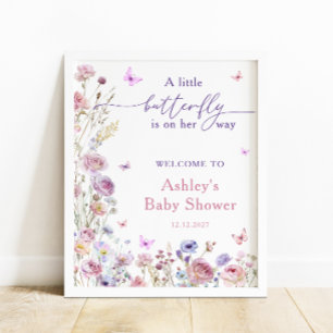 Little Butterfly Garden Girl Baby Shower Welcome Poster