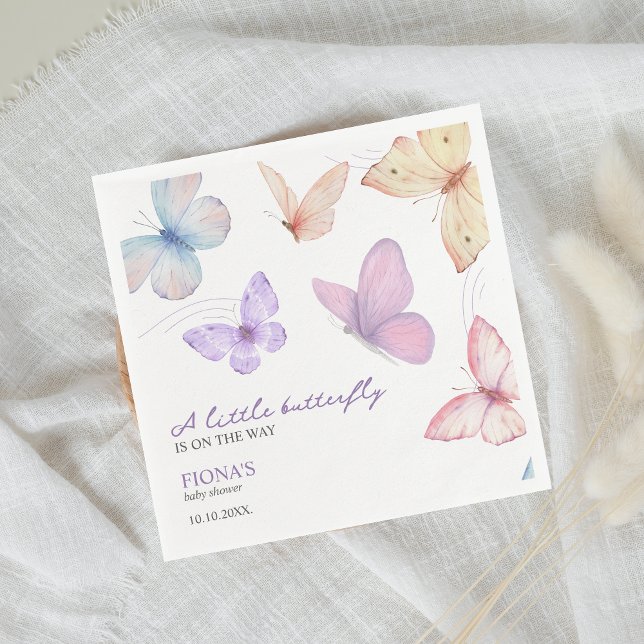 Little Butterfly Girl Baby Shower Cute Napkin (A little butterfly is on the way girl baby shower personalized napkins)
