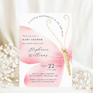 Little Butterfly Girl Baby Shower Invitation