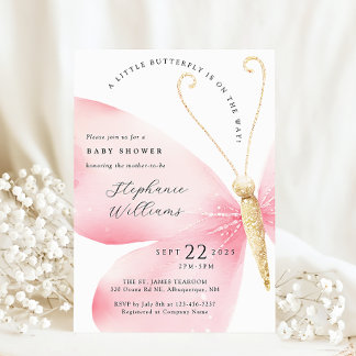 Little Butterfly Girl Baby Shower Invitation