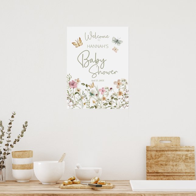 Little Butterfly Girl Baby Shower Welcome Sign (Kitchen)
