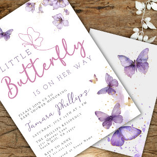 Little Butterfly Is On Her Way Baby Shower Floral Invitation