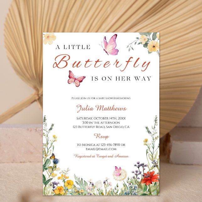 Little Butterfly Is On Her Way Floral Baby Shower Invitation (Creator Uploaded)