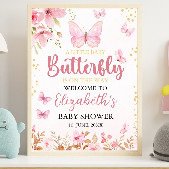 Little Butterfly is on the Way, Baby Shower Girl Poster (Creator Uploaded)