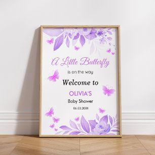 Little Butterfly is on the Way Baby Shower Welcome Poster