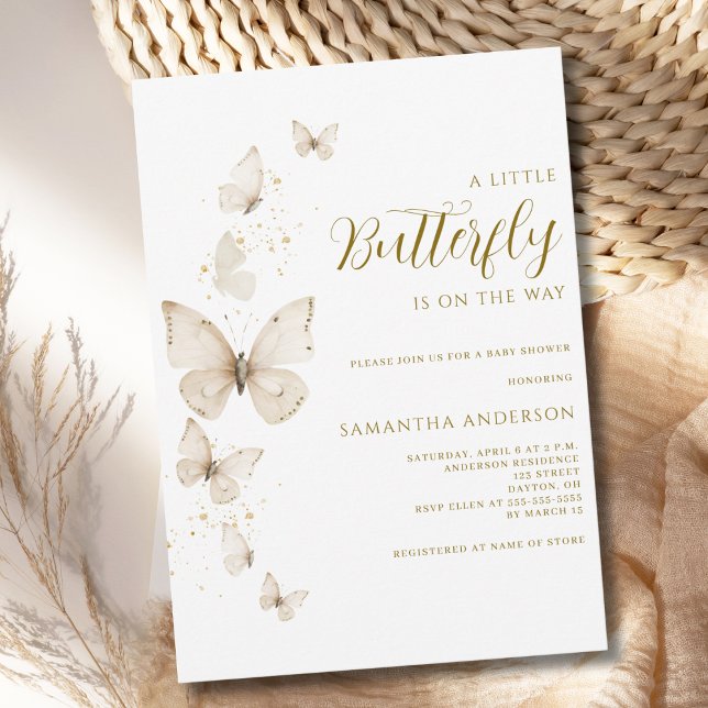 Little Butterfly Ivory Gender Neutral Baby Shower  Invitation (Creator Uploaded)