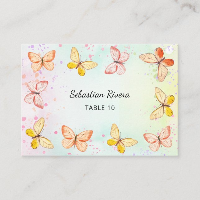 Little Butterfly Magic Girl Birthday Place Cards (Front)