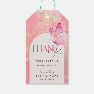 Little Butterfly on the Way Baby Shower Thank You Gift Tags