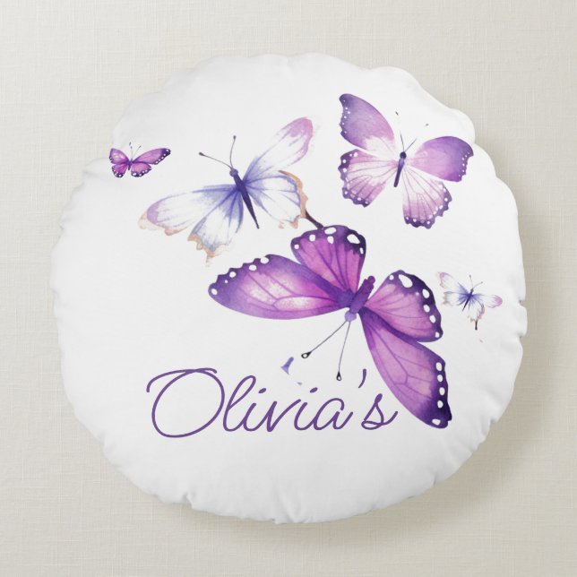 Little Butterfly Personalised Gift Birthday Party  Round Cushion (Front)