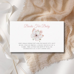 Little Butterfly Pink Books For Baby Shower Enclosure Card