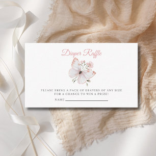 Little Butterfly Pink Diaper Raffle Baby Shower  Enclosure Card