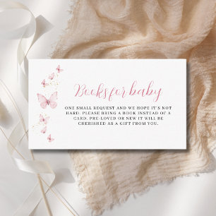 Little Butterfly Pink Girl Books For Baby Shower  Enclosure Card