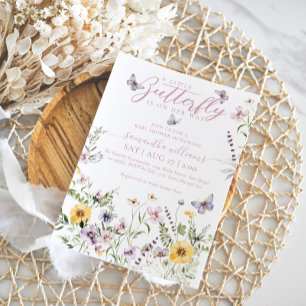 Little Butterfly Watercolor Wildflower Baby Shower Invitation