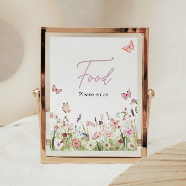 Little Butterfly Wildflower Baby Shower Food Poster (Wildflower Little Butterfly Baby Shower Food Sign)
