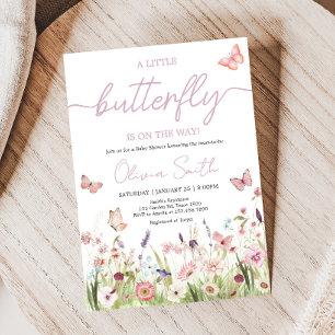 Little Butterfly Wildflower Baby Shower Invitation
