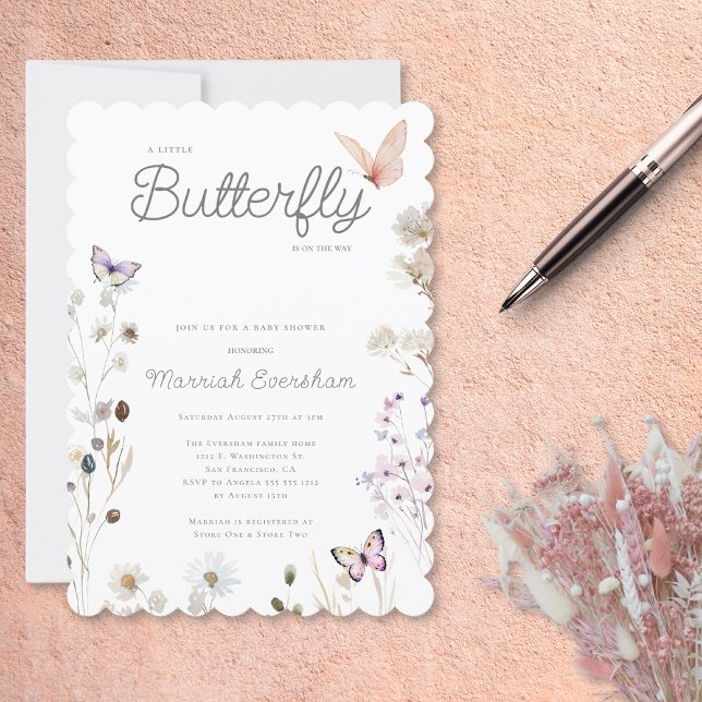 Little Butterfly Wildflower Baby Shower Invitation (Creator Uploaded)