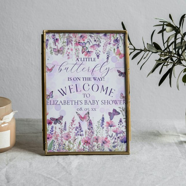 Little Butterfly Wildflowers Baby Shower Welcome Poster (Creator Uploaded)