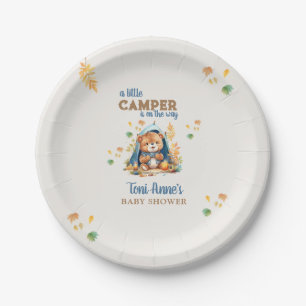LITTLE CAMPER BLUE WATERCOLOR BABY SHOWER PAPER PLATE
